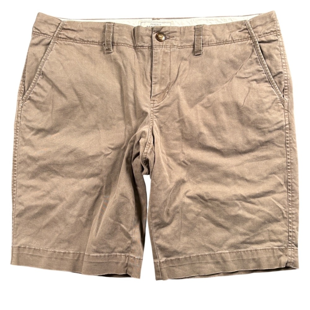 Old‎ Navy Perfect Bermuda Shorts 12 Khaki Stretch Y2K Casual Preppy Old Money